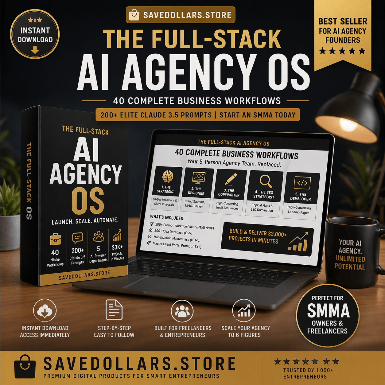 AI Agency OS: 40 Workflows, 200+ Claude 3.5 Prompts, Client Portal Generator